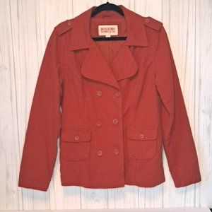 Mossimo Supply Co Orange Corduroy Peacoat Style Fall Jacket Women's Large (2010)